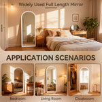 Curved Full-Length Mirror 160x50 cm Stand White Wood Frame