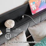 Bed Frame 140x200cm LED Headboard USB Charging - Metal Slats