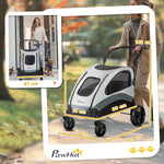 Dog Stroller, Foldable 4 Wheels Mesh Window, Oxford Fabric