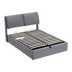 Upholstered Bed with Hydraulic Base, Three Drawers and Storage, 140x190cm, Gray Velvet