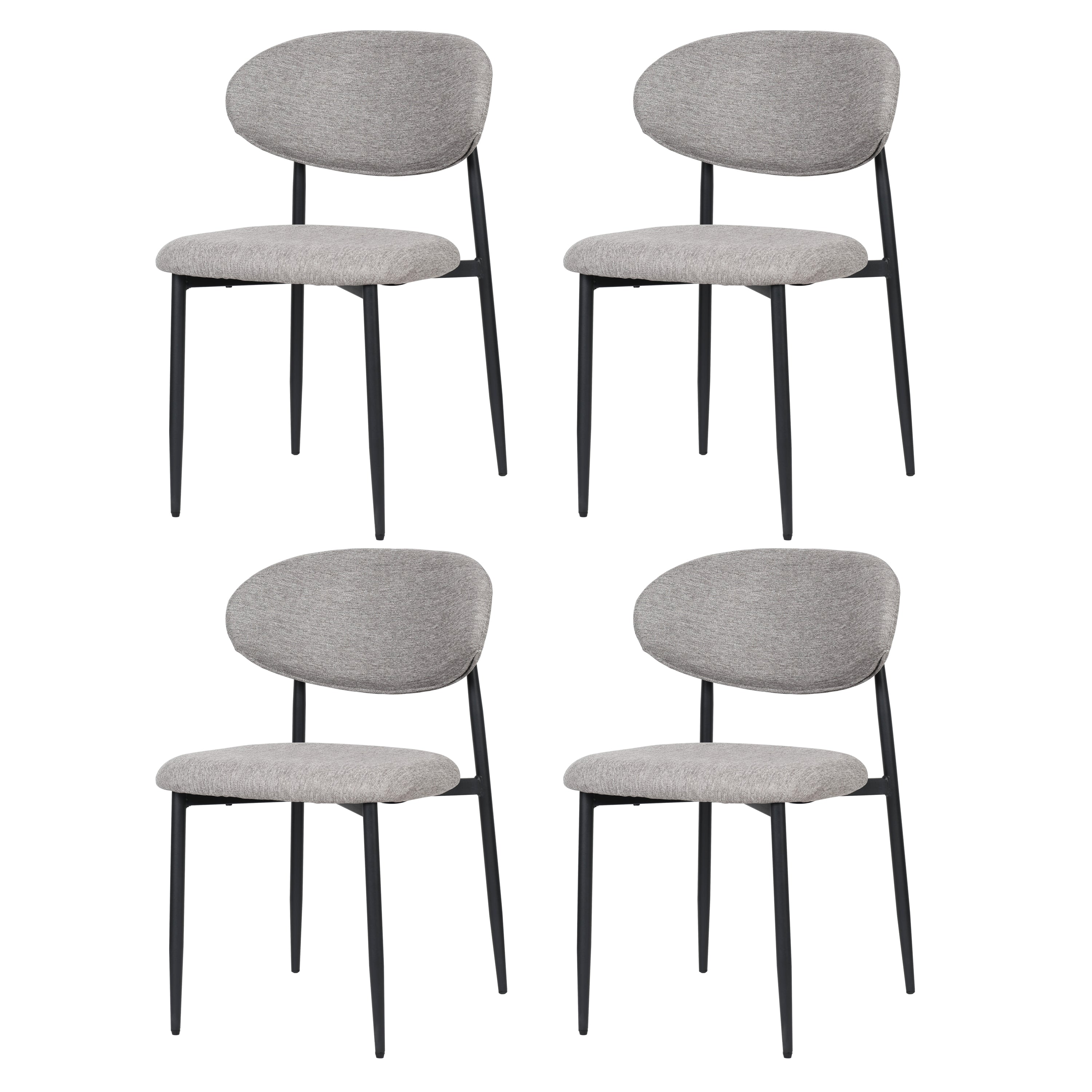 Dining Chair Samuel, Set of 4 Classic Design, Metal Frame Grey