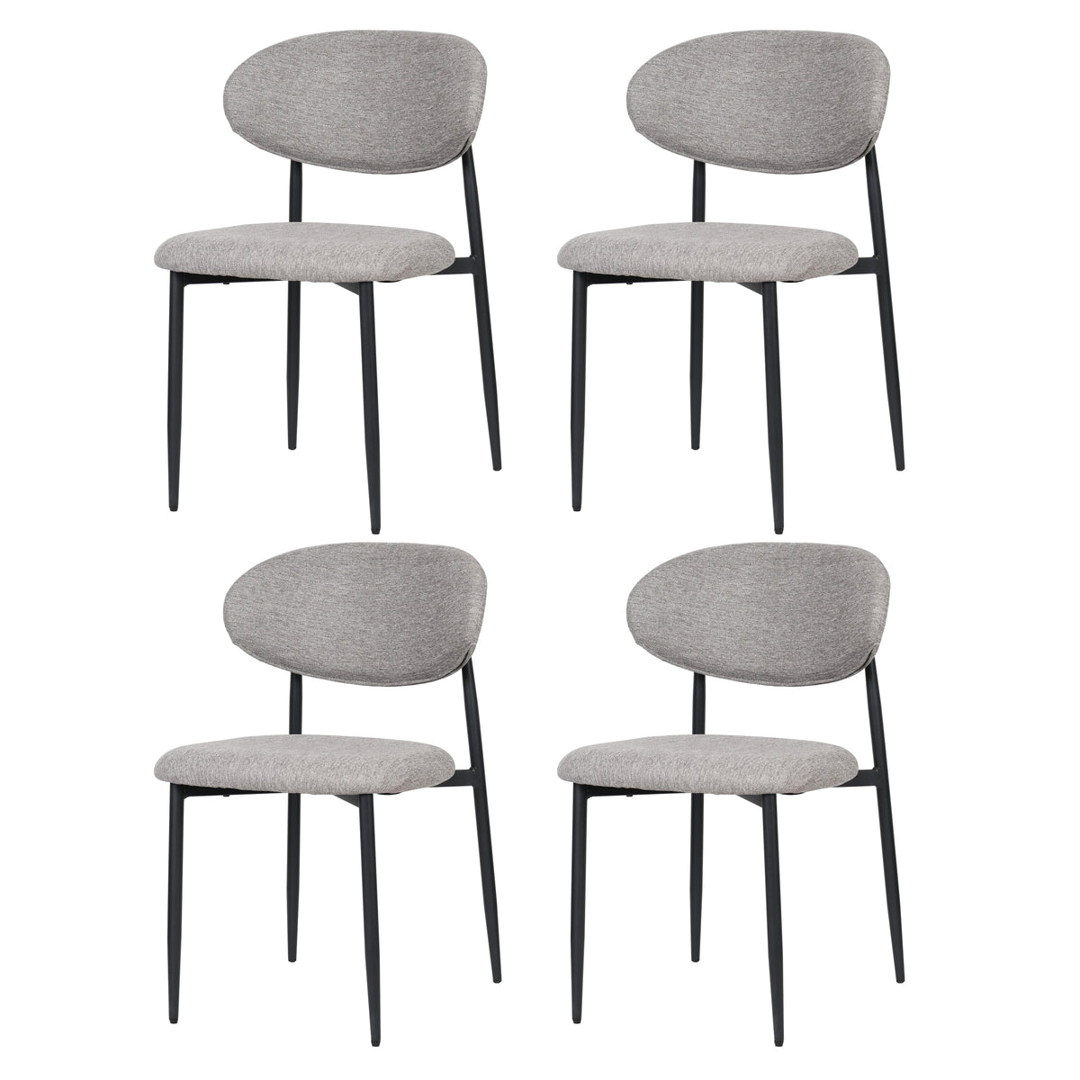 Dining Chair Samuel, Set of 4 Classic Design, Metal Frame Grey