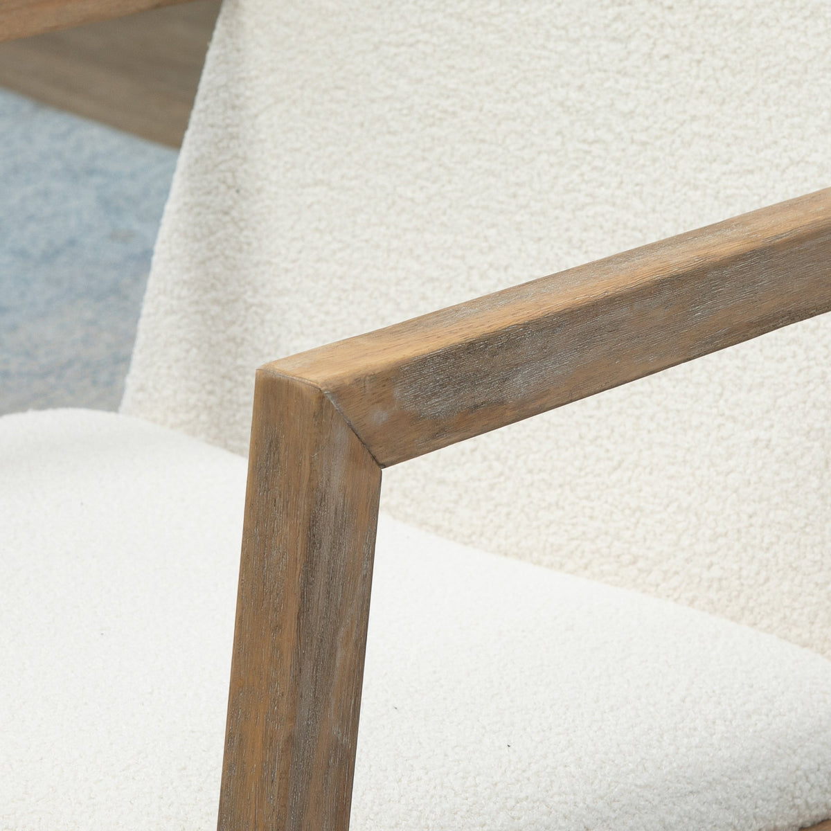 Rocking Chair, Upholstered, Wooden Frame, Cream White