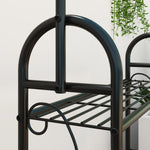 3-Tier Plant Stand, Hanging Rod Hooks 137cm High, Metal Black
