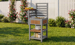 Outdoor Garden Cabinet with Stainless Steel Worktop and Double Shelf, Weatherproof Wood
