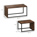 Coffee Tables, Nesting Multifunctional Various Shapes, Black and Brown Metal