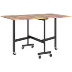 Folding Dining Table, 6 Person, Casters & Brakes, Brown