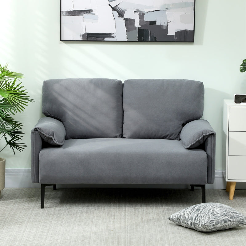2-Seater Sofa Thick Cushions - Velvet Gray