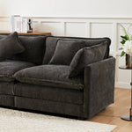 L-Shaped Corner Sofa with Footrest, 3-Seater Upholstered, Chenille Fabric