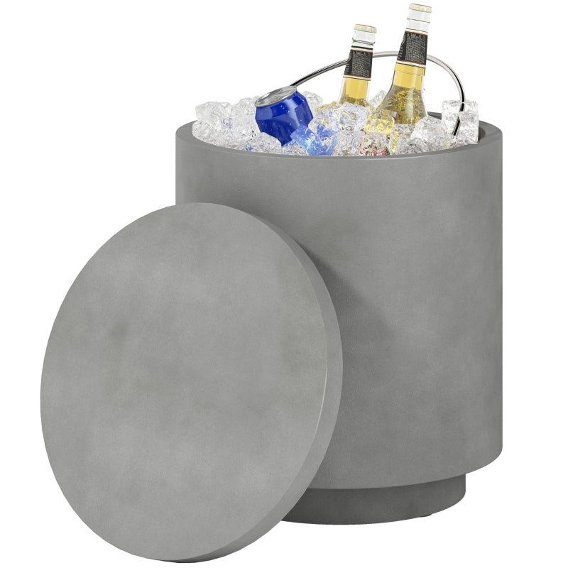 Cool Bar Side Table, 10 L Drinks Cooler, Light Gray