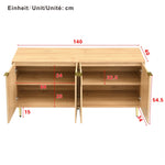 Modern Sideboard with 4 Doors and Adjustable Shelves, Natural Wood Look
