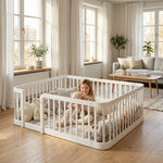 Floating Double Bed Frame 140x190cm with LED Lighting, Linen