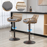 Modern Bar Stool Set of 2, Adjustable, Footrest, Gray