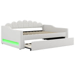 Daybed, Upholstered with LED Belt & Pull-Out, 140x200cm, Beige