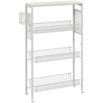 Kitchen Trolley Serving Cart, 3 Levels, Worktop, Hooks, Steel, White