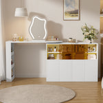 Rotating Vanity Table with LED Lighting & Storage, White