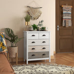 Chest of Drawers Storage Cabinet 5 Drawers Anti-Tip Device 70x38x85cm, White