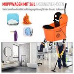Cleaning Trolley, 36L Bucket & Wringer, Black/Orange