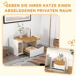 Cat Litter Box, Extendable Cabinet, Oak/White