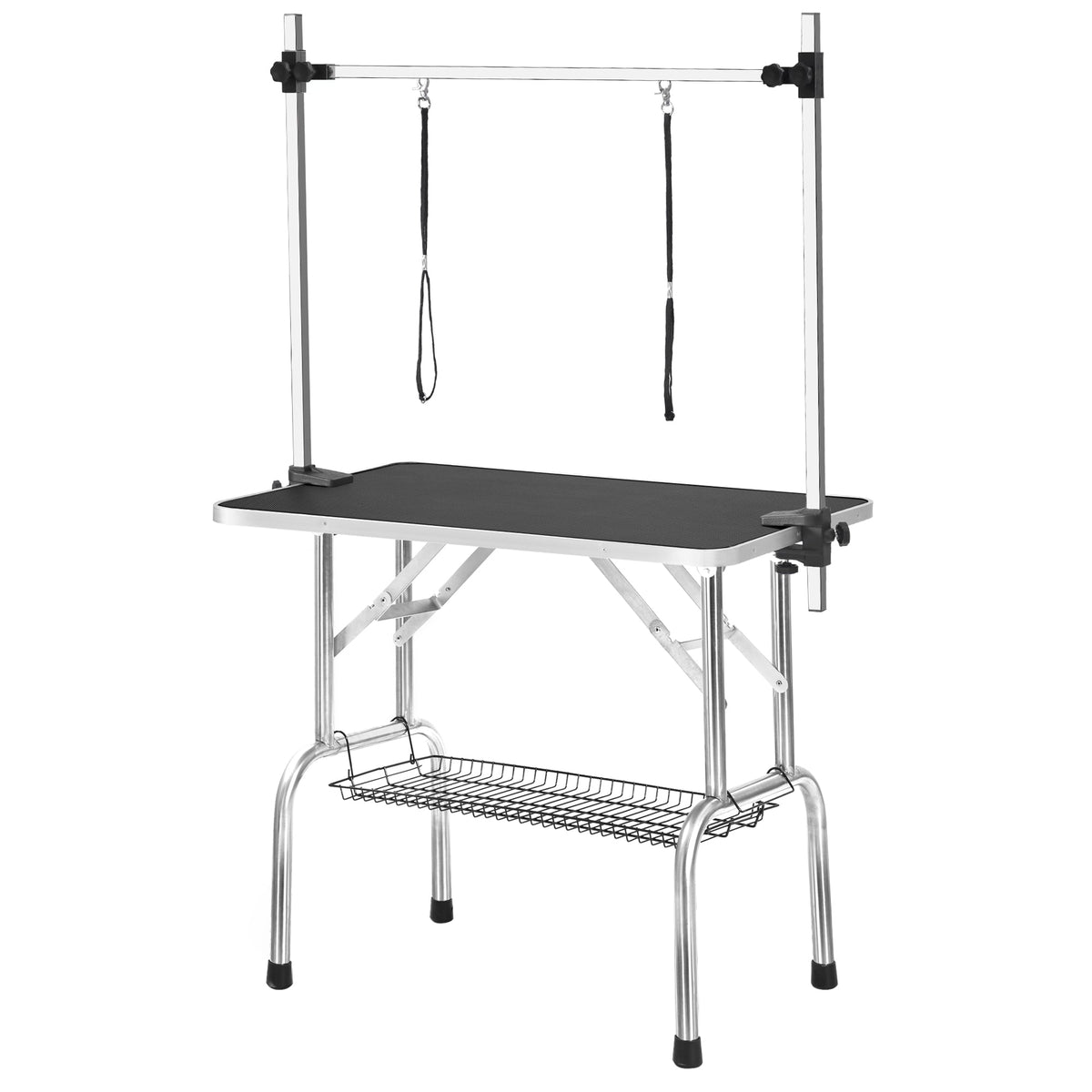 Professional Foldable Dog Grooming Table, Adjustable Arm Heavy-Duty 117cm, Black