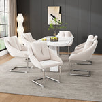Velvet Dining Chair Set of 4, Luxurious Swivel with Cushions and Curved Legs, Beige Samt