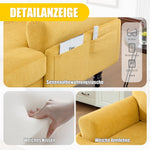 Single Sofa Lounger with Side Pockets and Wooden Legs, Chenille Fabric