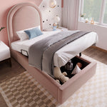 Children's Bed, Single 90 x 190 cm, Pink Velvet