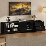 Lowboard TV Stand High-Gloss with LED Lighting 160cm for 65" TV Black