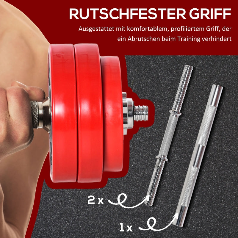 Dumbbell Set 2-IN-1 Adjustable Barbell 20/30KGS - Red/Black