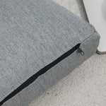 Folding Floor Chair, 6-Position Adjustable Backrest Bed Function Thick Cushion, Linen Look Grey