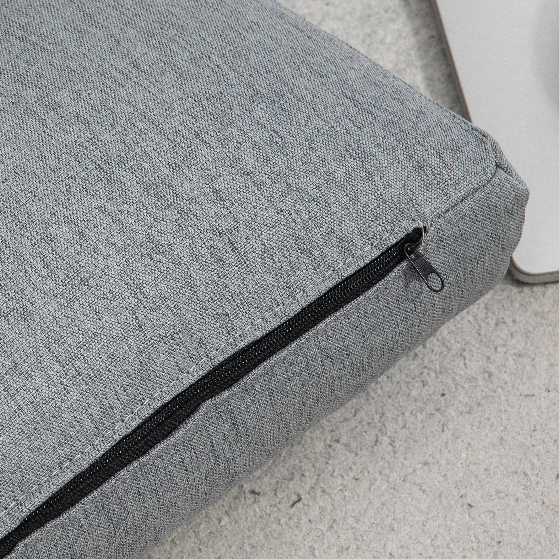 Folding Floor Chair, 6-Position Adjustable Backrest Bed Function Thick Cushion, Linen Look Grey