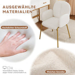 Dining Lounge Chairs Set of 4 with Gold Legs, Beige Teddy