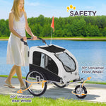 Dog Trailer Jogger Bicycle Trailer, 155 x 83 x 108 cm, White+Black