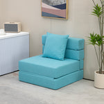 Foldable Sleeper Chair 2-in-1 Bed Function Guest Recliner Blue