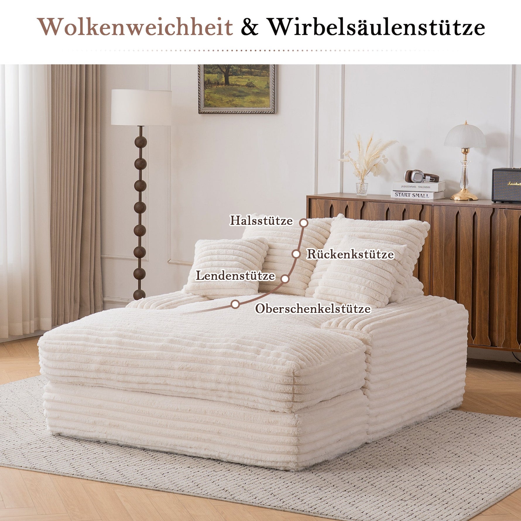027–Luxury Cord Sofa Bed, Multifunctional Ultra-Soft Space-Saving, Beige