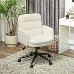 Mobile Office Chair, Armrest, 5 Wheels, Swivel, Fabric, Cream White