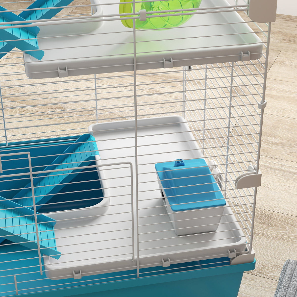 Hamster Cage, 6-Story with Tubes Tunnels Wheel Ramps, Light Blue