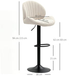 Bar Stools Set of 2, Adjustable Swivel with Fabric Cover, Steel Frame Beige