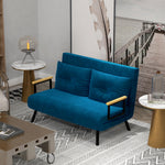 Sleeper Sofa Recliner, Fold-Out Bed Adjustable Backrest, Velvet Blue
