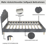 Modern Minimalist Soft Bed with Comfortable Headboard and Low Box Frame 160x200cm, Gray