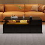 Coffee Table 100x50x35cm LED Lighting 2 Drawers 60kg Black
