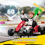 24V Electric Go-Kart with Drift Mode, Adjustable Seat and 5-Point Safety Harness, Red
