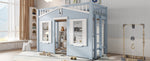 Children's Loft Bed 90x200cm with Ladder & Window, Blue Wood