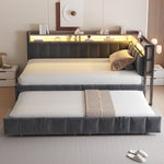 Upholstered Sofa Bed 90x200cm, Trundle & Storage, Dark Grey Velvet