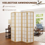 Folding Screen 4-part 160 x 170 cm Room Divider Natural