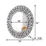 Wall Mirror, Round Crystal Accent 34 inch