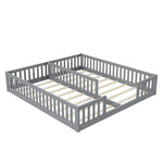 Panel Bed with Guardrails and Slatted Base, 90 x 200 cm, Grey Pine Wood