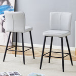 Bar Chair Set 2-Piece 101cm High Ergonomic Backrest - Light Grey PU