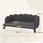 Luxury Dog Sofa, Backrest, Wooden Legs, Dark Grey