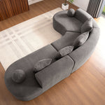 L-Shaped Cloud Sofa, 327cm Large Arched Corner Couch with Thick Padding, Cream White